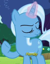 Size: 542x687 | Tagged: safe, screencap, trixie, pony, unicorn, g4, no second prances, cropped, discovery family logo, female, mare, scrunchy face