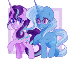 Size: 2850x2350 | Tagged: dead source, safe, artist:sydmeu, starlight glimmer, trixie, pony, unicorn, g4, no second prances, female, high res, mare, simple background, transparent background