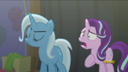 Size: 1366x768 | Tagged: safe, screencap, starlight glimmer, trixie, pony, unicorn, g4, no second prances, betrayal, discovery family logo, faic, female, heartbreak, mare, ouch, shocked