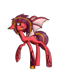 Size: 1792x1728 | Tagged: safe, artist:mintywaffle, oc, oc only, bat pony, pony, ear piercing, earring, piercing, solo, tattoo, wing piercing