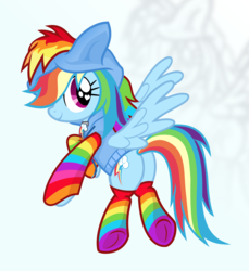 Size: 2745x3000 | Tagged: safe, artist:nxzc88, rainbow dash, pegasus, pony, g4, butt, clothes, cute, female, hair over one eye, heart eyes, high res, hoodie, mare, plot, rainbow socks, raised hoof, show accurate, socks, solo, striped socks, vector, wingding eyes