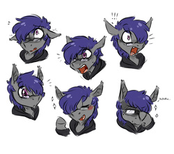 Size: 3400x3000 | Tagged: safe, artist:charly-meow, oc, oc only, oc:dusk rhine, bat pony, pony, clothes, cute, floppy ears, glasses, high res, hoodie, scared, solo, surprised