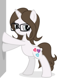 Size: 540x732 | Tagged: safe, artist:nxzc88, oc, oc only, oc:pyrisa miracles, pony, unicorn, against wall, bedroom eyes, bipedal, female, glasses, mare, show accurate, simple background, solo, transparent background, vector
