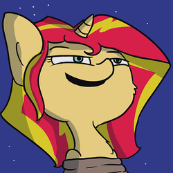 Size: 726x726 | Tagged: safe, artist:tjpones edits, edit, sunset shimmer, pony, g4, faic, female, just one bite, open mouth, rope, smirk, solo, spongebob squarepants, textless, tied up, you like krabby patties don't you squidward?
