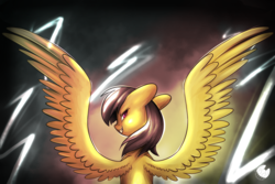 Size: 3000x2000 | Tagged: safe, artist:plnki, daring do, g4, female, high res, large wings, looking back, solo, spread wings