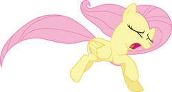 Size: 6318x3389 | Tagged: safe, artist:cloudy glow, fluttershy, pegasus, pony, g4, .ai available, absurd resolution, eyes closed, female, running, simple background, solo, transparent background, vector