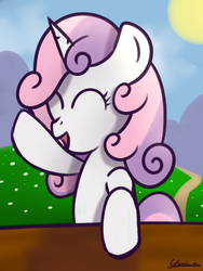 Size: 962x1280 | Tagged: safe, artist:pony-stardust, sweetie belle, g4, female, open mouth, solo
