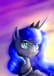 Size: 1166x1640 | Tagged: safe, artist:canelamoon, princess luna, alicorn, pony, g4, blushing, female, mare, open mouth, solo, sparkly eyes, wingding eyes