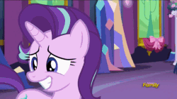 Size: 960x540 | Tagged: safe, screencap, starlight glimmer, twilight sparkle, alicorn, human, pony, g4, no second prances, animated, choking, creepy smile, discovery family logo, fake smile, female, kylo ren, magic, magical encouragement, mare, smiling, spoilers for another series, star wars, star wars: the force awakens, telekinesis, the force, twilight sparkle (alicorn)