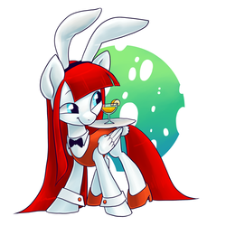 Size: 768x768 | Tagged: safe, artist:pixel-prism, oc, oc only, oc:sleight, pegasus, pony, bowtie, bunny suit, clothes, high heels, neighvada nights, red hair