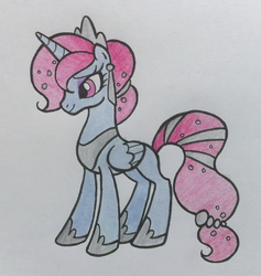 Size: 790x833 | Tagged: safe, artist:decprincess, oc, oc only, alicorn, crystal pony, pony, alicorn oc, solo, traditional art