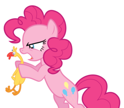Size: 7720x6755 | Tagged: safe, artist:decprincess, pinkie pie, g4, twilight's kingdom, .svg available, absurd resolution, bipedal, female, rubber chicken, simple background, solo, transparent background, vector