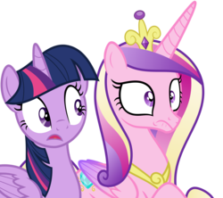 Size: 6912x6137 | Tagged: safe, artist:decprincess, princess cadance, twilight sparkle, alicorn, pony, g4, three's a crowd, .svg available, absurd resolution, duo, duo female, female, folded wings, mare, simple background, sisters-in-law, transparent background, twilight sparkle (alicorn), vector, wings