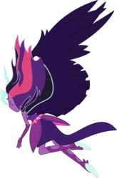 Size: 1466x2237 | Tagged: safe, artist:sketchmcreations, sci-twi, twilight sparkle, equestria girls, g4, my little pony equestria girls: friendship games, commission, female, flying, inkscape, midnight sparkle, midriff, rear view, simple background, solo, transparent background, vector