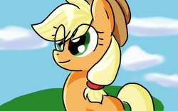 Size: 1280x800 | Tagged: safe, artist:pegasister2251, applejack, g4, cloud, female, solo