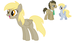Size: 1024x610 | Tagged: safe, artist:estefania200, derpy hooves, doctor whooves, time turner, oc, unnamed oc, pegasus, pony, g4, female, male, mare, offspring, parent:derpy hooves, parent:doctor whooves, parents:doctorderpy, ship:doctorderpy, shipping, simple background, straight, white background