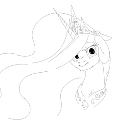 Size: 1159x1235 | Tagged: safe, artist:silfidum, princess celestia, g4, bust, female, monochrome, portrait, sketch, solo