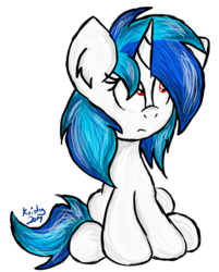 Size: 643x800 | Tagged: safe, artist:kristysk, dj pon-3, vinyl scratch, g4, female, red eyes, solo, wrong eye color