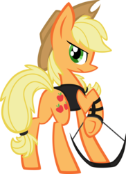 Size: 1024x1404 | Tagged: safe, artist:agentkirin, applejack, g4, crossover, female, hawkeye, solo