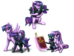 Size: 2000x1500 | Tagged: safe, artist:vasillium, twilight sparkle, oc, oc:nyx, alicorn, pony, g4, alicorn oc, cute, mama twilight, nyxabetes, twilight sparkle (alicorn)