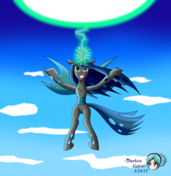 Size: 2484x2548 | Tagged: safe, artist:darkengales, queen chrysalis, changeling, changeling queen, g4, crown, female, glowing, glowing horn, high res, horn, jewelry, magic, regalia, solo, spirit bomb