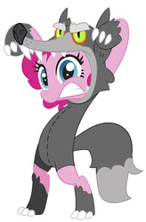 Size: 591x900 | Tagged: safe, artist:silfidum, pinkie pie, g4, female, simple background, solo, wolf suit