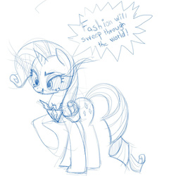 Size: 1024x1024 | Tagged: safe, artist:silfidum, rarity, g4, alicorn amulet, female, monochrome, sketch, solo