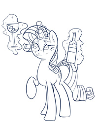 Size: 913x1169 | Tagged: safe, artist:silfidum, rarity, g4, alcohol, female, monochrome, sketch, solo, wine