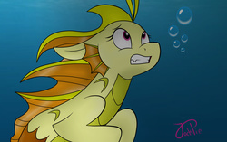 Size: 1300x814 | Tagged: safe, artist:jack-pie, adagio dazzle, siren, g4, female, gritted teeth, looking up, solo, underwater