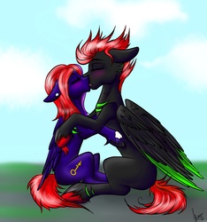 Size: 1800x1920 | Tagged: safe, artist:stirren, oc, oc only, pegasus, pony, couple, female, kissing, male, straight