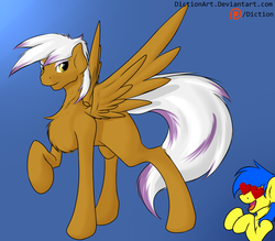 Size: 1280x1119 | Tagged: safe, artist:diction, gilda, oc, oc:orion, griffon, pegasus, pony, g4, canon x oc, female, gildarion, heart eyes, male, patreon, patreon logo, pony gilda, shipping, species swap, straight, wingding eyes