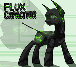 Size: 1008x900 | Tagged: safe, artist:redfruit, oc, oc only, oc:flux capacitor, earth pony, pony, robot, robot pony, colored sketch, female, glowing, glowing eyes, solo