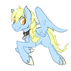 Size: 5000x5000 | Tagged: safe, artist:kilo, oc, oc only, oc:windswept skies, pegasus, pony, absurd resolution, braid, collar, flying, looking back, male, simple background, smiling, solo, stallion, unshorn fetlocks, white background