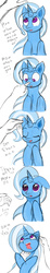 Size: 1350x7400 | Tagged: safe, artist:chapaevv, trixie, oc, oc:anon, pony, unicorn, g4, boop, comic, cute, dialogue, diatrixes, ear scratch, engrish, female, high res, mare, offscreen character, petting, simple background, white background