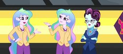 Size: 1177x518 | Tagged: safe, edit, edited screencap, screencap, princess celestia, principal abacus cinch, principal celestia, equestria girls, g4, my little pony equestria girls: friendship games, human paradox, self paradox, wat