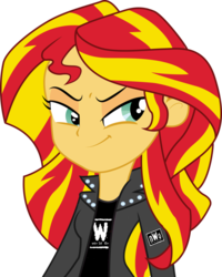 Size: 799x1000 | Tagged: safe, artist:digiradiance, sunset shimmer, equestria girls, g4, clothes, female, jacket, leather jacket, new world order, nwo, simple background, solo, transparent background, wcw, wwe