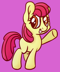 Size: 469x559 | Tagged: safe, artist:nwwe, apple bloom, g4, female, filly, missing accessory, raised hoof, simple background, solo