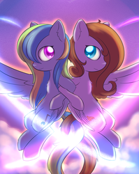 Size: 1024x1289 | Tagged: safe, artist:dusthiel, oc, oc only, pegasus, pony, back to back