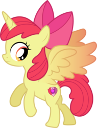 Size: 1322x1738 | Tagged: safe, artist:cloudy glow, apple bloom, alicorn, pony, g4, bloomicorn, colored wings, cutie mark, female, filly, gradient wings, race swap, simple background, solo, the cmc's cutie marks, transparent background, vector, xk-class end-of-the-world scenario