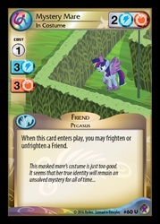 Size: 358x500 | Tagged: safe, enterplay, derpy hooves, pegasus, pony, g4, marks in time, my little pony collectible card game, scare master, alicorn costume, card, ccg, clothes, costume, fake horn, fake wings, female, mare, merchandise, nightmare night costume, solo, that one nameless background pony we all know and love, toilet paper roll, toilet paper roll horn, twilight muffins, wig