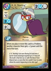Size: 358x500 | Tagged: safe, enterplay, a.k. yearling, daring do, g4, marks in time, my little pony collectible card game, card, ccg, disguise, female, glasses, h.p. lovecraft, lovecraft, merchandise, smiling, solo, when she smiles