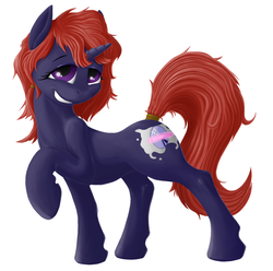 Size: 1248x1239 | Tagged: safe, artist:almar, oc, oc only, pony, unicorn, hairband, pose, red hair, simple background, smiling, solo, white background