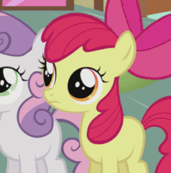 Size: 304x306 | Tagged: safe, screencap, apple bloom, sweetie belle, g4, hearts and hooves day (episode), animated, cropped, disgusted, faic, female, gagging, hearts and hooves day, long tongue, tongue out
