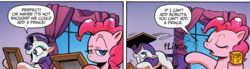 Size: 1231x338 | Tagged: safe, artist:andy price, idw, official comic, pinkie pie, rarity, earth pony, pony, unicorn, g4, spoiler:comic, spoiler:comic42, comic, duo, female, mare, speech bubble