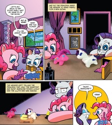 Size: 1223x1370 | Tagged: safe, artist:andy price, idw, official comic, pinkie pie, rarity, earth pony, pony, unicorn, g4, spoiler:comic, spoiler:comic42, clay, comic, duo, female, mare, speech bubble