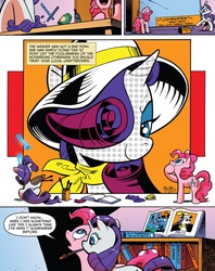 Size: 1221x1543 | Tagged: safe, artist:andypriceart, idw, official comic, pinkie pie, rarity, earth pony, pony, unicorn, g4, spoiler:comic, spoiler:comic42, comic, duo, female, magic, mare, modern art, paintbrush, painting, pop art, roy lichtenstein, speech bubble, style emulation, telekinesis
