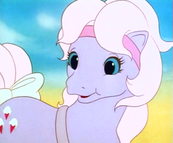 Size: 692x574 | Tagged: safe, screencap, lickety-split, pony, g1, my little pony: the movie (g1), bow, female, solo, tail bow