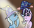 Size: 452x371 | Tagged: safe, artist:hoshikokin, starlight glimmer, trixie, pony, unicorn, g4, blushing, cute, female, hat, lesbian, mare, ship:startrix, shipping, trixie's hat