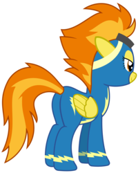 Size: 3366x4206 | Tagged: safe, artist:sketchmcreations, spitfire, pegasus, pony, g4, newbie dash, butt, female, goggles, high res, inkscape, plot, show accurate, simple background, solo, transparent background, vector, wonderbolts uniform