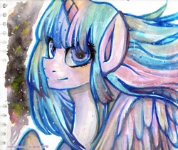 Size: 5833x4912 | Tagged: safe, artist:monochromacat, twilight sparkle, alicorn, pony, g4, absurd resolution, bust, female, looking at you, mare, solo, traditional art, twilight sparkle (alicorn), watercolor painting